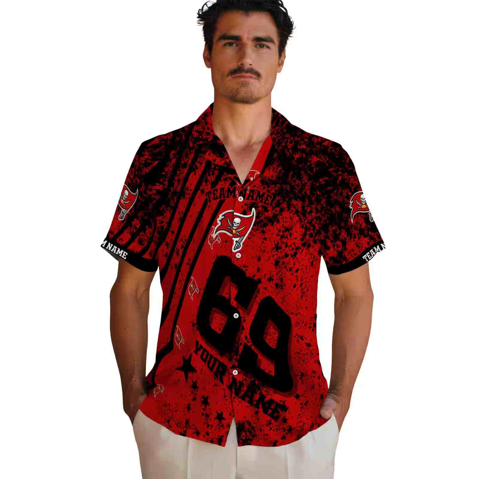 personalized tampa bay buccaneers star stripes red hawaiian shirt fashion forward