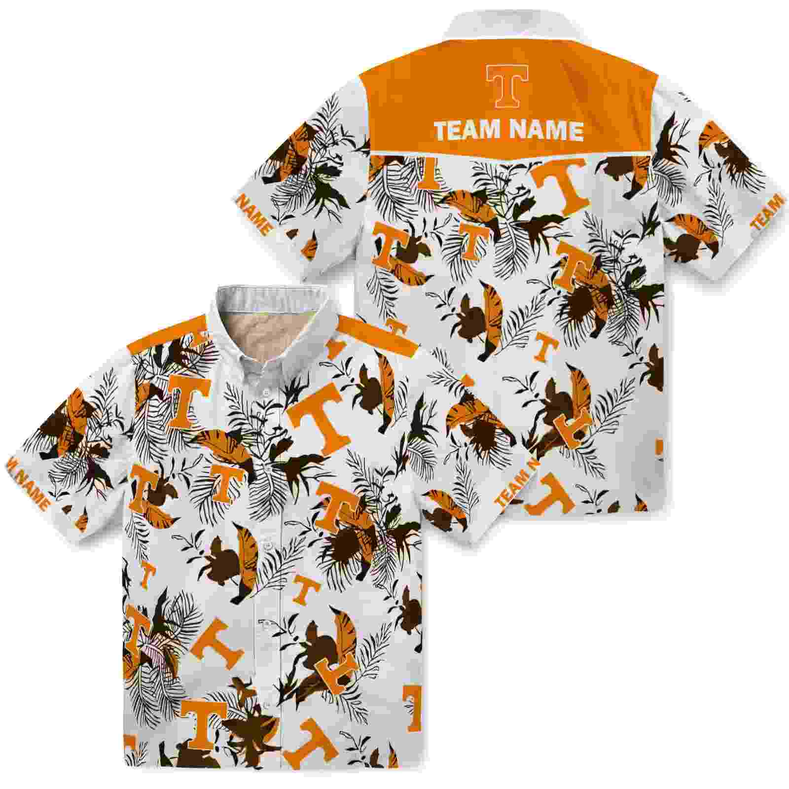 personalized tennessee volunteers botanical theme orange white hawaiian shirt high quality