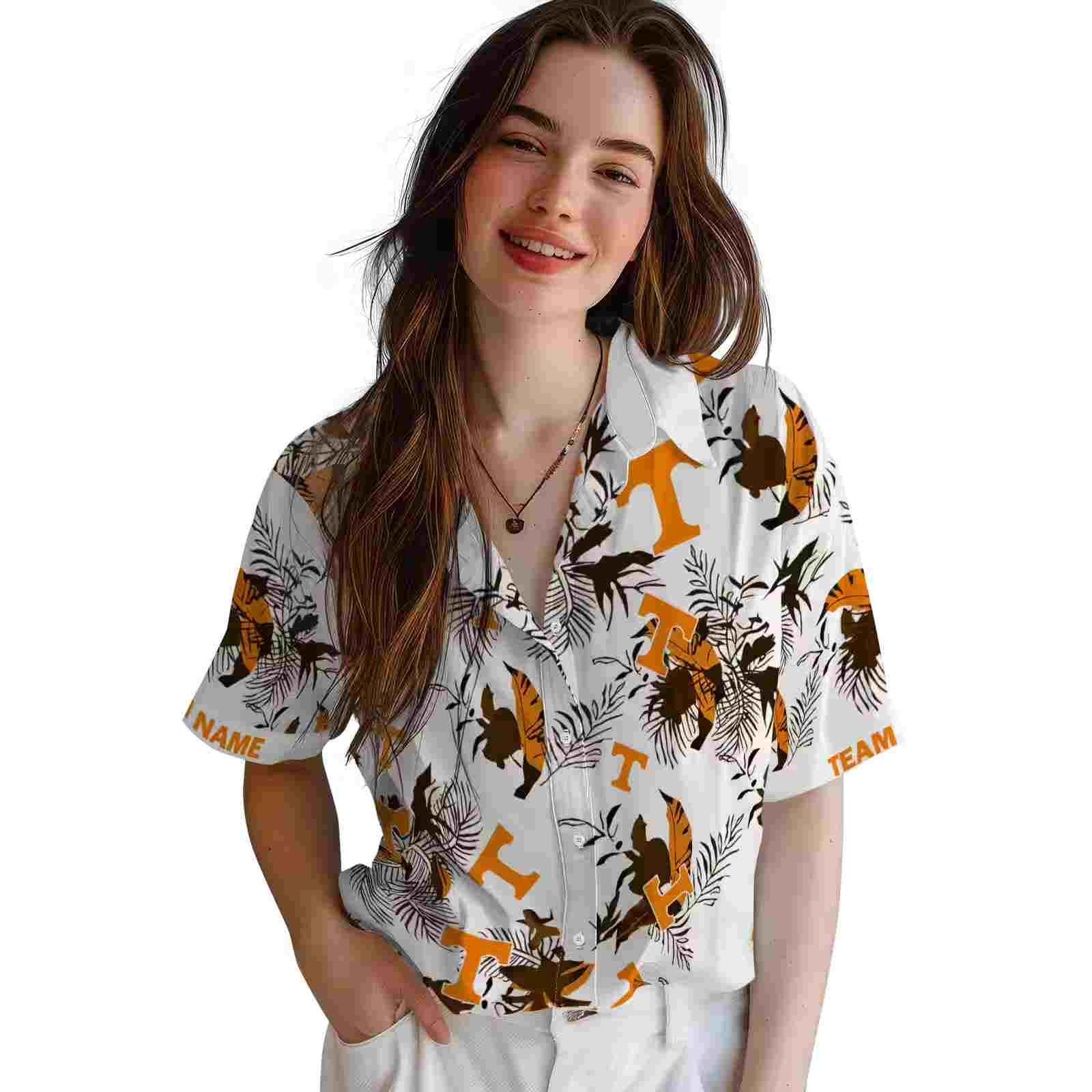 personalized tennessee volunteers botanical theme orange white hawaiian shirt latest model