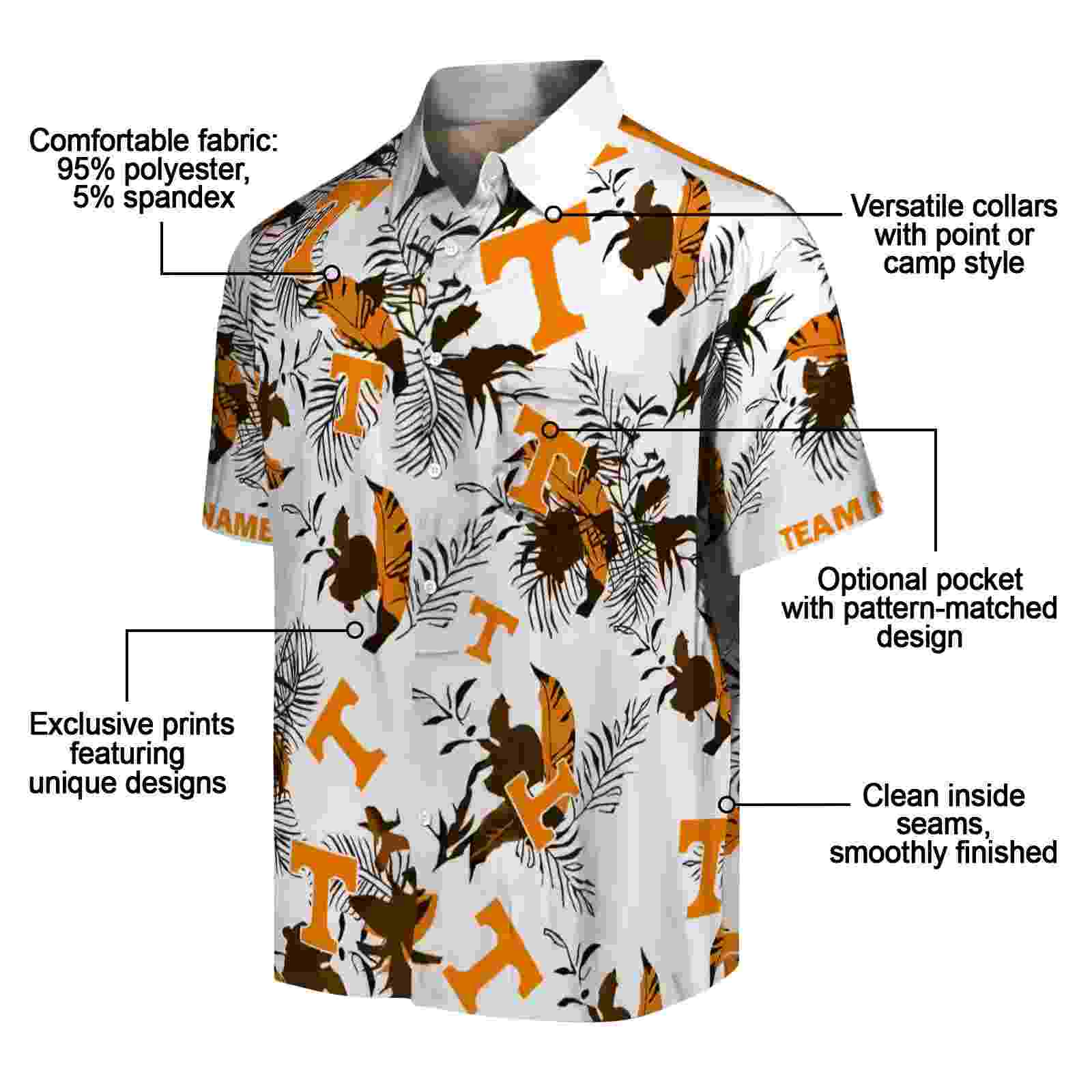 personalized tennessee volunteers botanical theme orange white hawaiian shirt new arrival