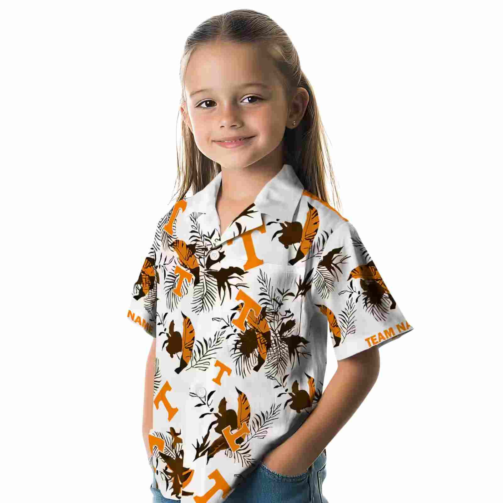 personalized tennessee volunteers botanical theme orange white hawaiian shirt premium grade