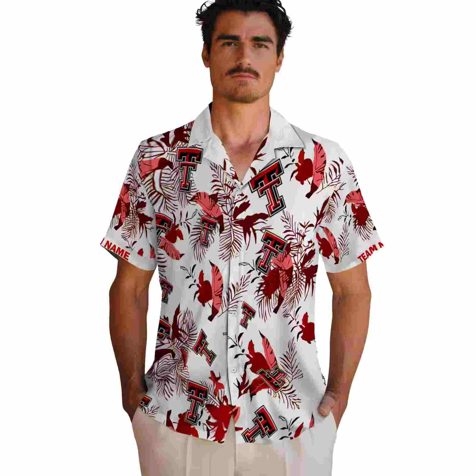 personalized texas tech red raiders botanical theme red white hawaiian shirt fashion forward