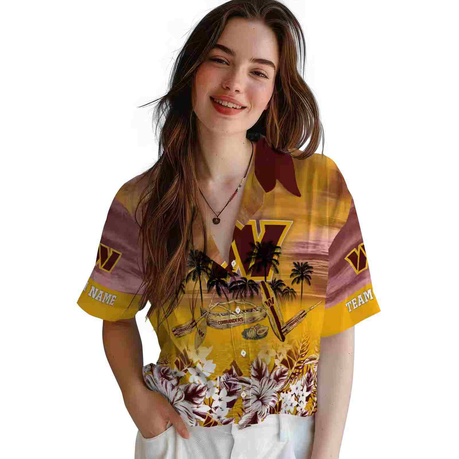 personalized washington commanders tropical canoe burgundy hawaiian shirt latest model