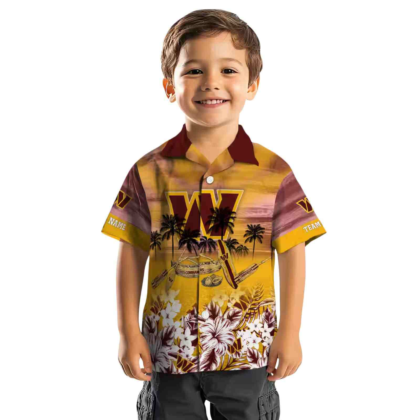 personalized washington commanders tropical canoe burgundy hawaiian shirt top rated