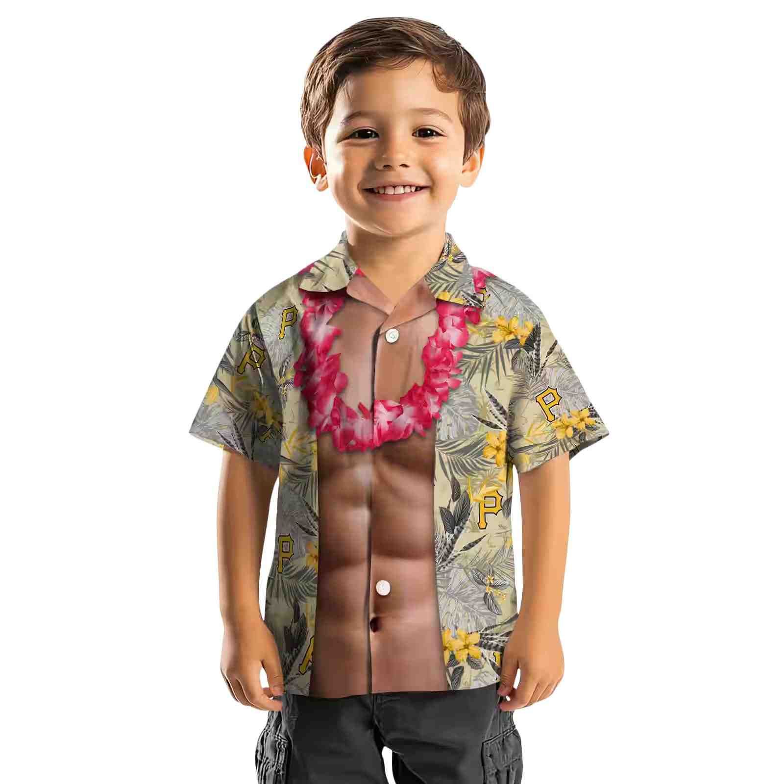 pittsburgh pirates chest illusion black hawaiian shirt top rated