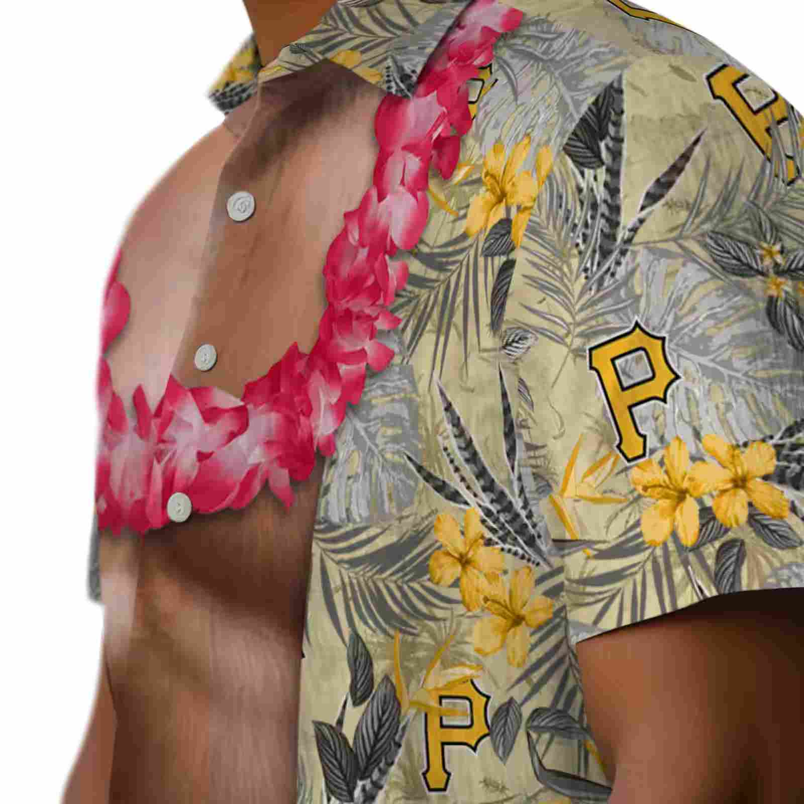 pittsburgh pirates chest illusion black hawaiian shirt trendy