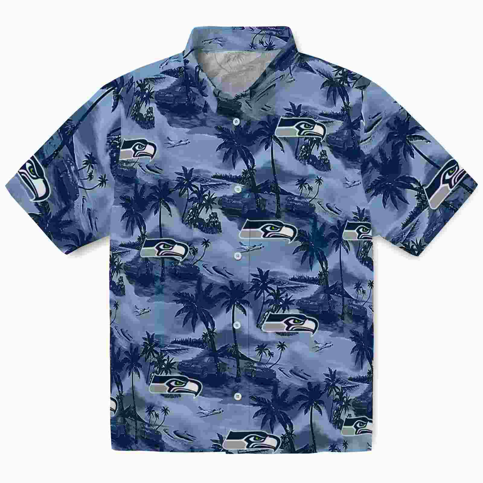 Seattle Seahawks Coastal Palms Blue Hawaiian Shirt