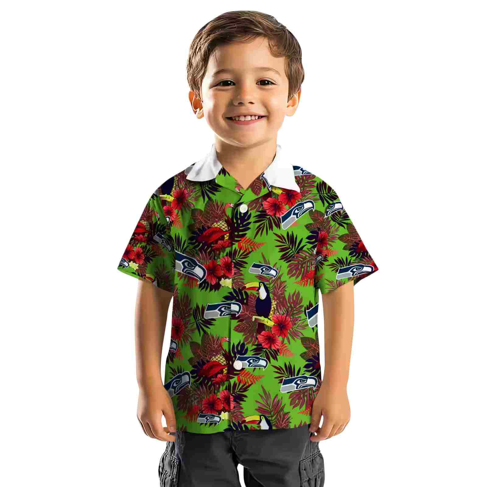 seattle seahawks floral toucan blue red hawaiian shirt top rated