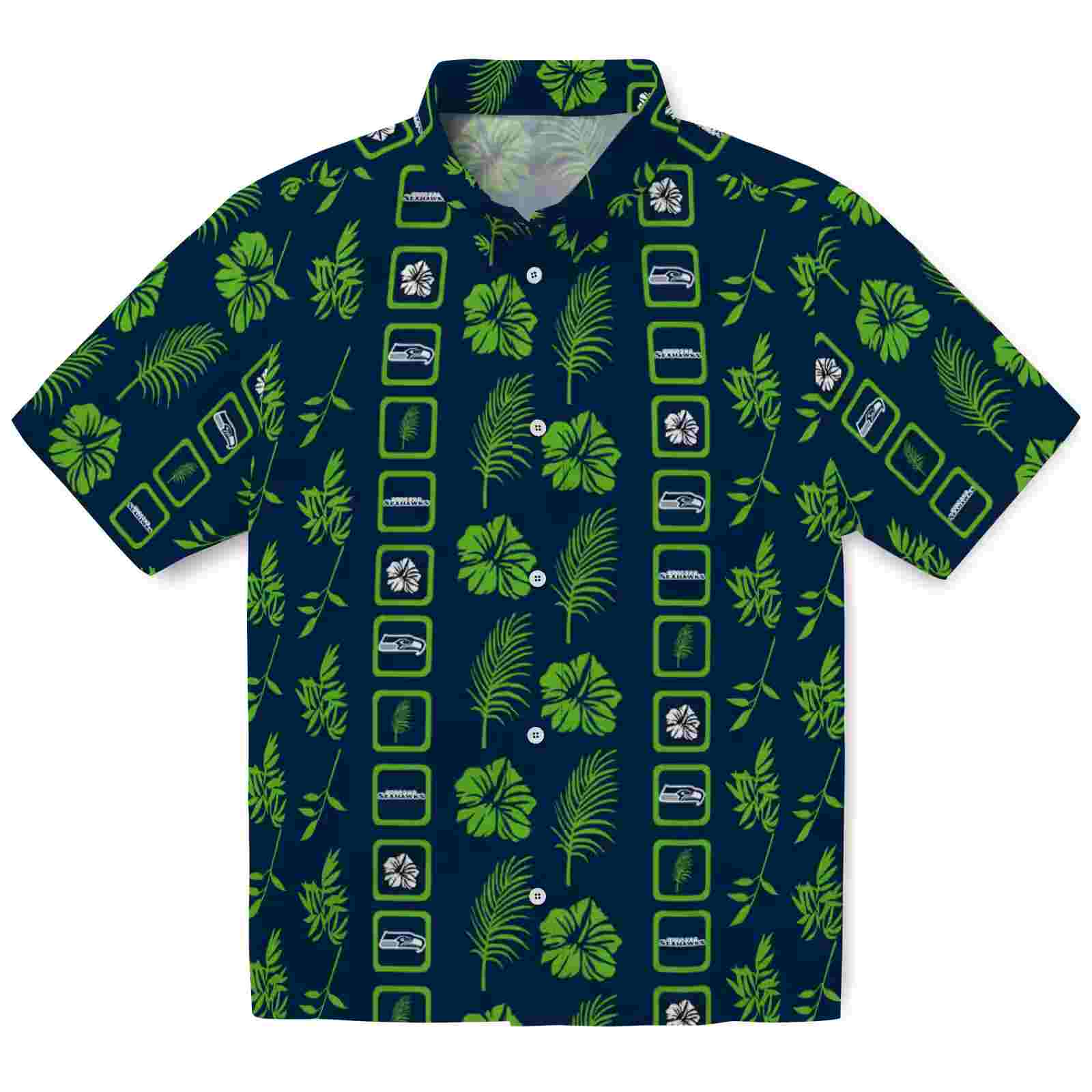 Seattle Seahawks Framed Floral Blue Hawaiian Shirt