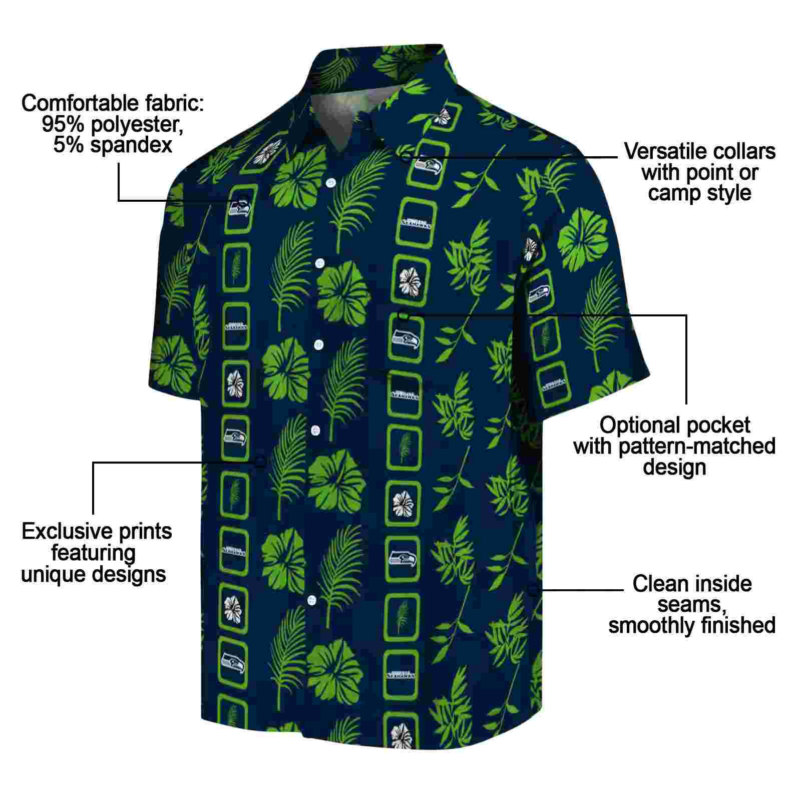 seattle seahawks framed floral blue hawaiian shirt new arrival