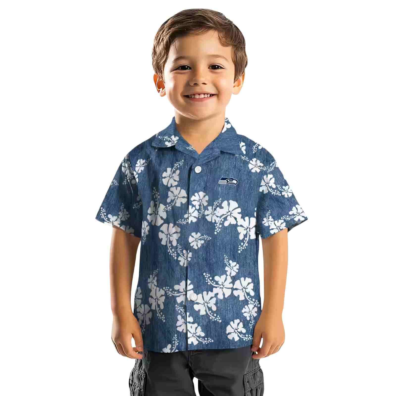 seattle seahawks hibiscus clusters blue hawaiian shirt top rated