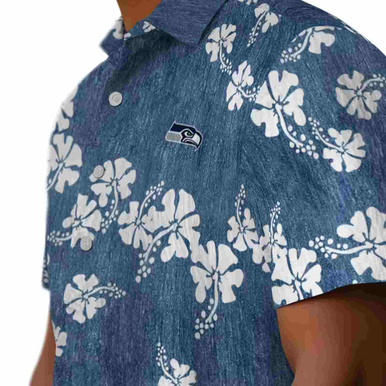 seattle seahawks hibiscus clusters blue hawaiian shirt trendy