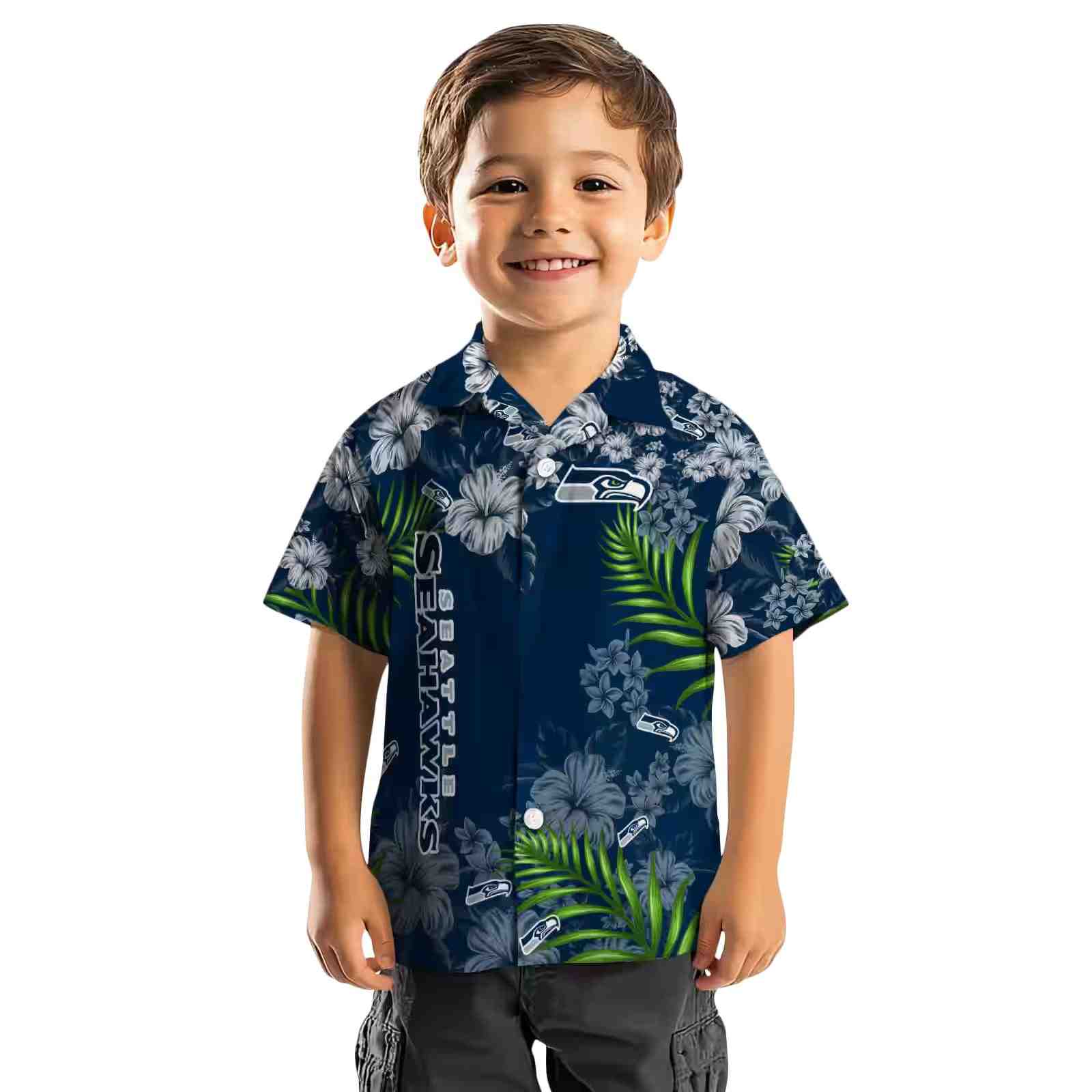 seattle seahawks hibiscus print blue hawaiian shirt top rated