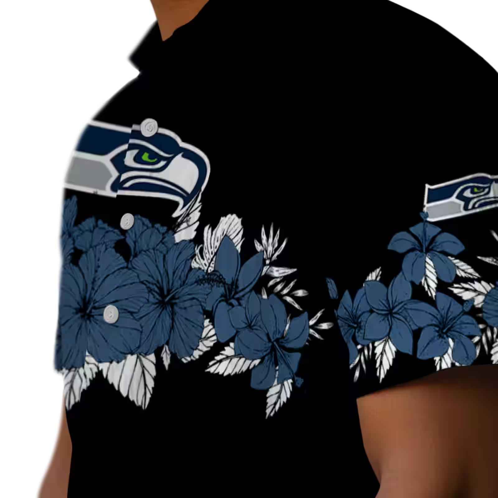 seattle seahawks hibiscus stripe blue black hawaiian shirt trendy