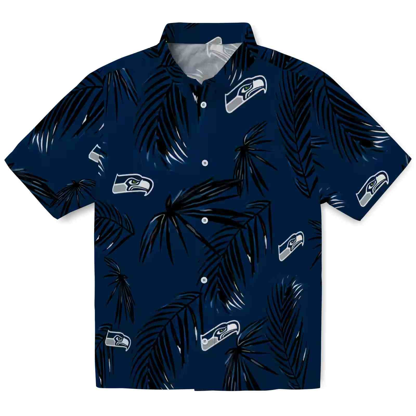 Seattle Seahawks Palm Leaf Blue Hawaiian Shirt