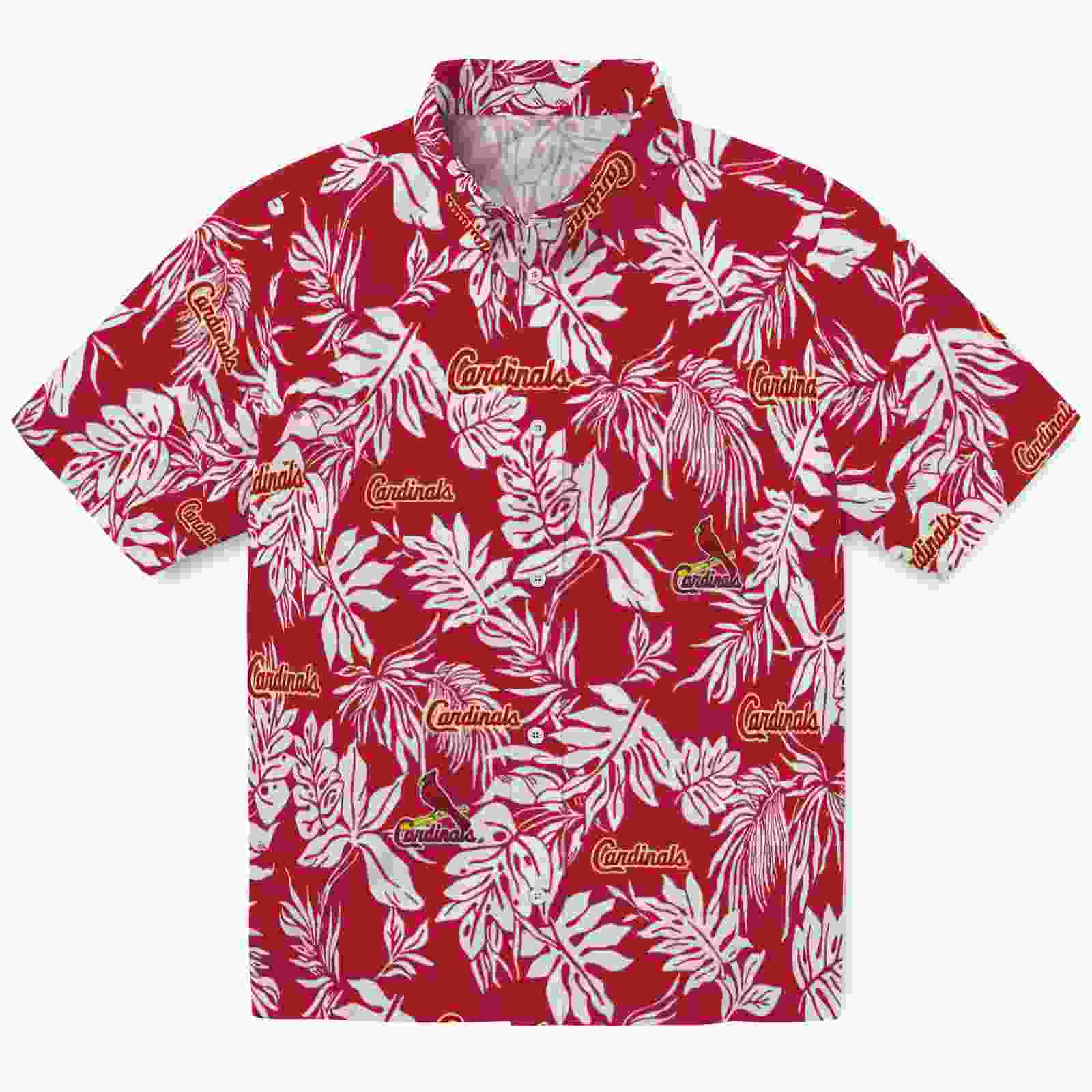 St. Louis Cardinals Tropical Leaf Red White Hawaiian Shirt