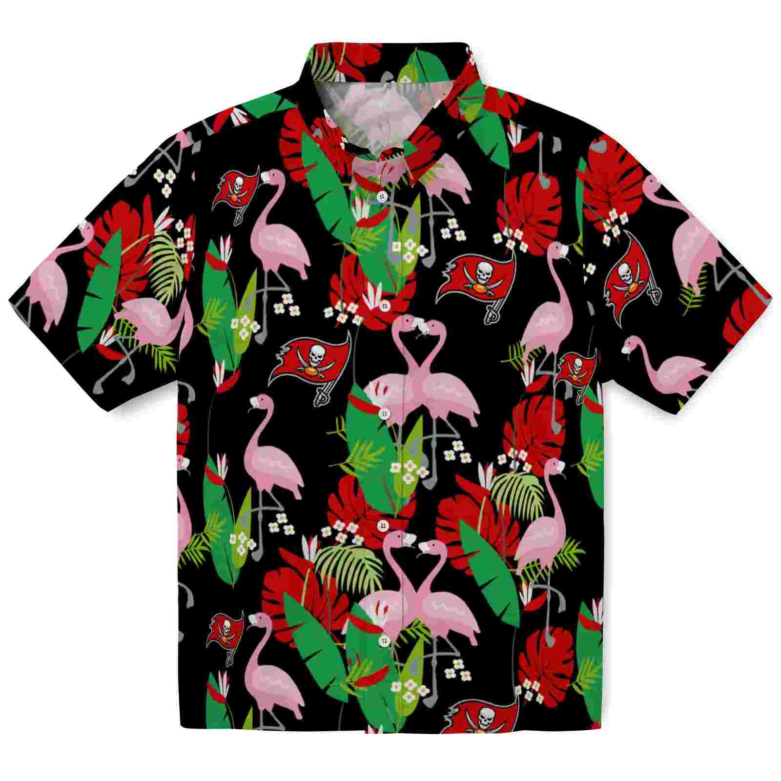 Tampa Bay Buccaneers Flamingo Foliage Red Green Hawaiian Shirt