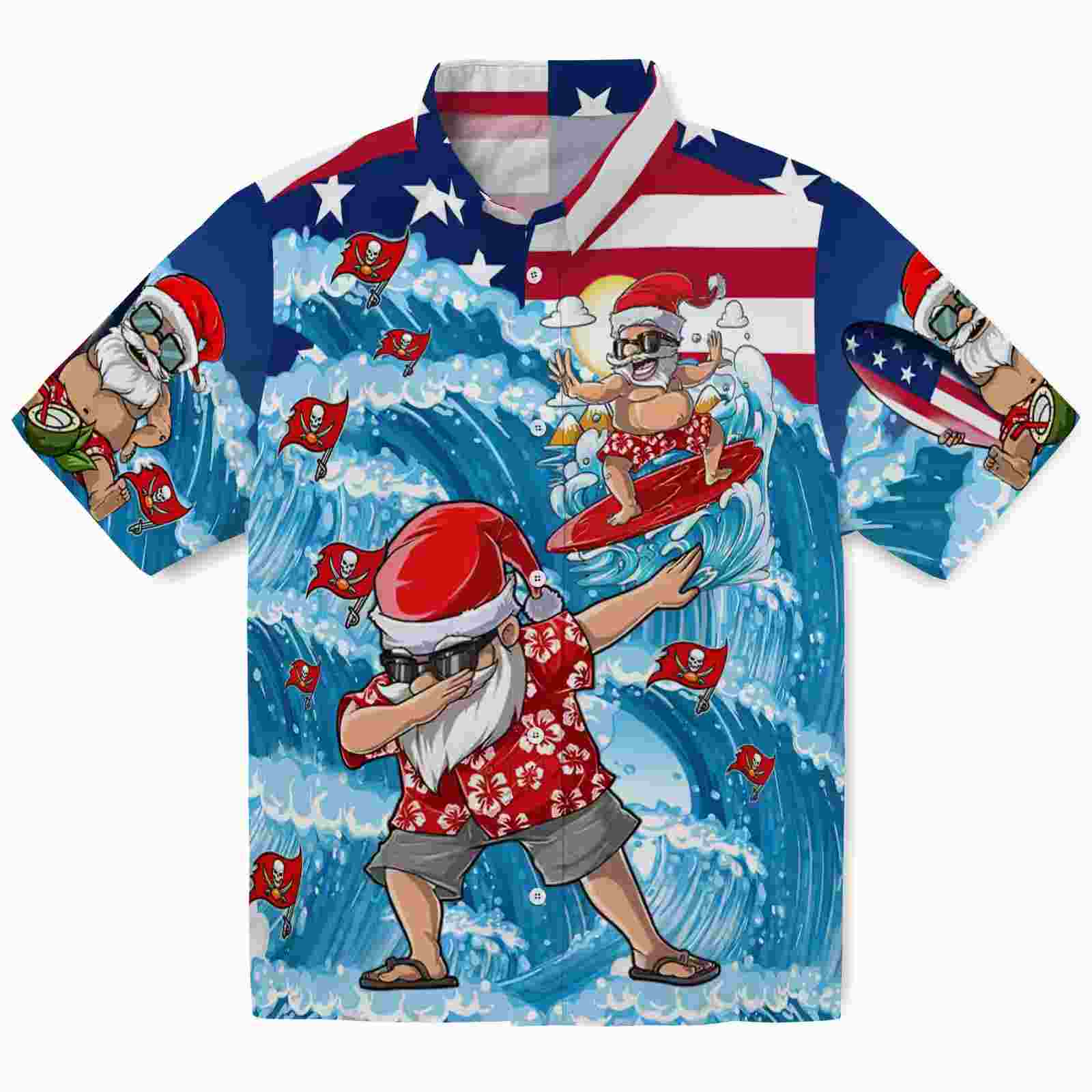 tampa bay buccaneers surfing santa blue hawaiian shirt best selling