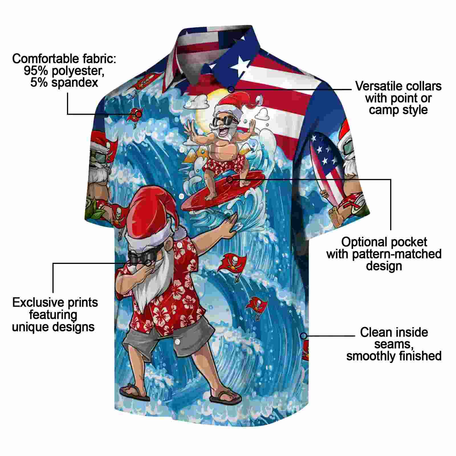 tampa bay buccaneers surfing santa blue hawaiian shirt new arrival