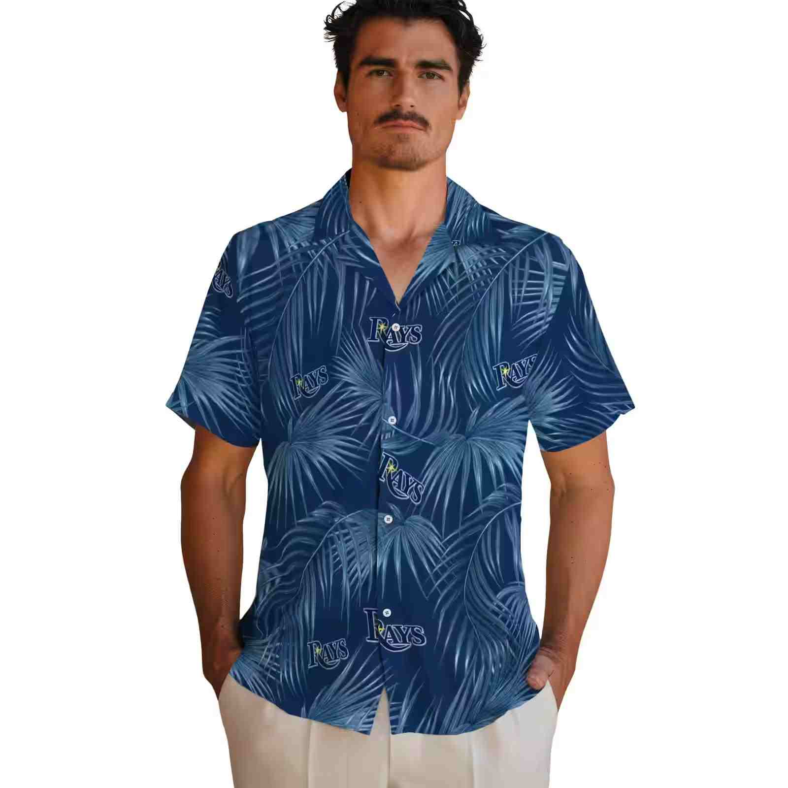 tampa bay rays leafy palms navy hawaiian shirt fashion forward