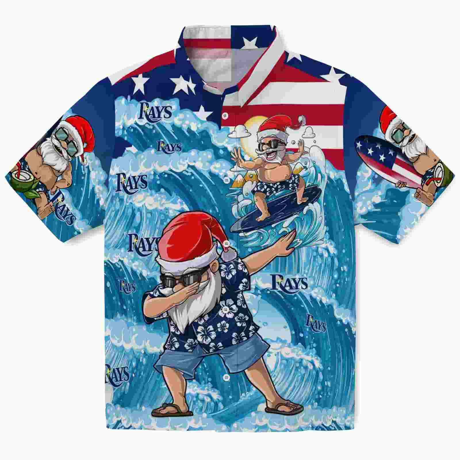 tampa bay rays surfing santa blue hawaiian shirt best selling