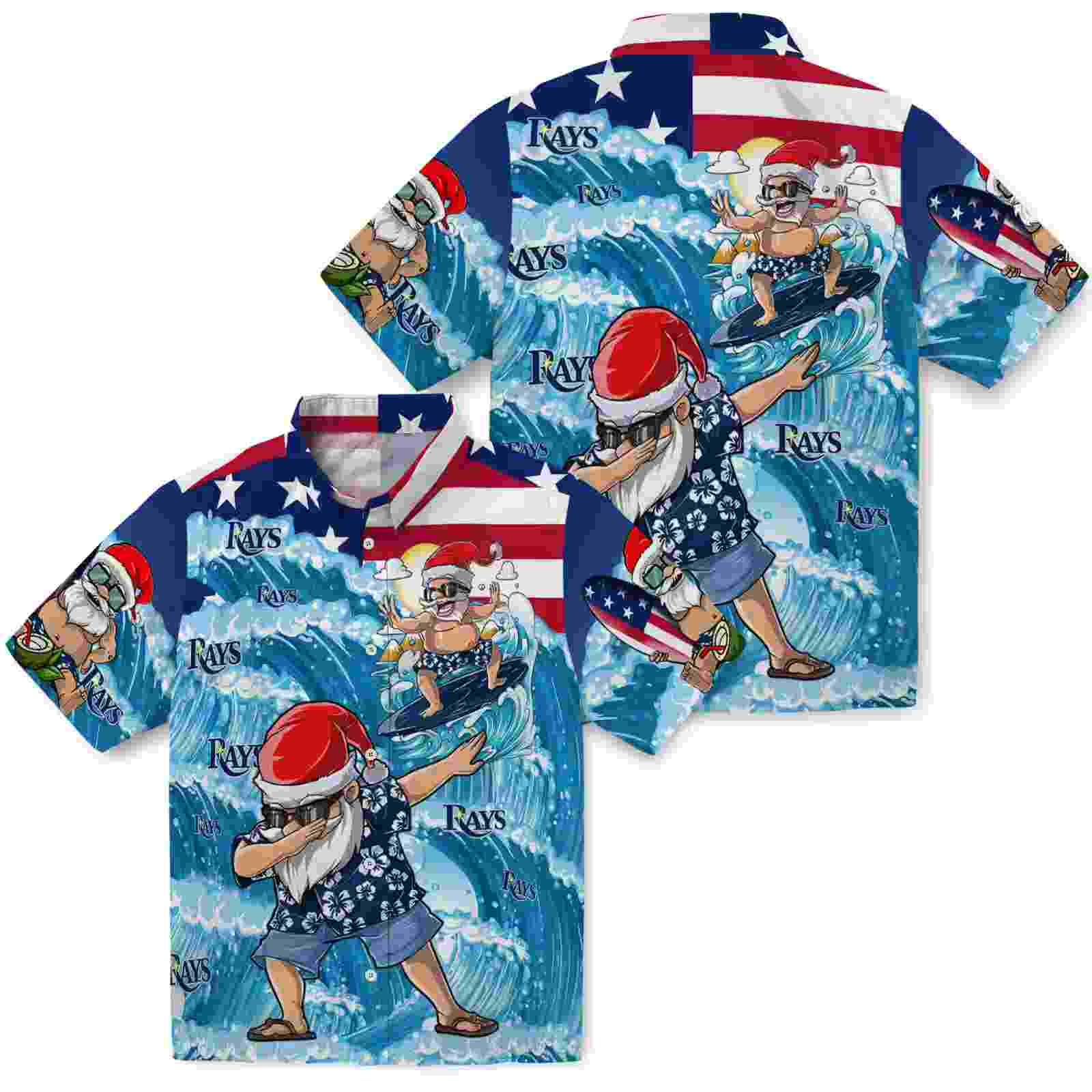 tampa bay rays surfing santa blue hawaiian shirt high quality