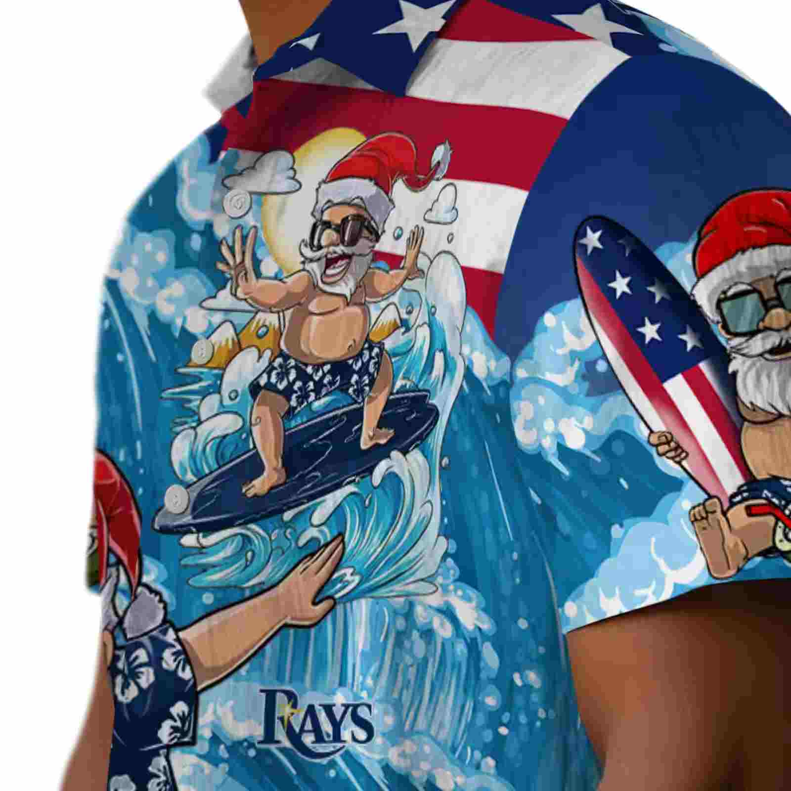 tampa bay rays surfing santa blue hawaiian shirt trendy