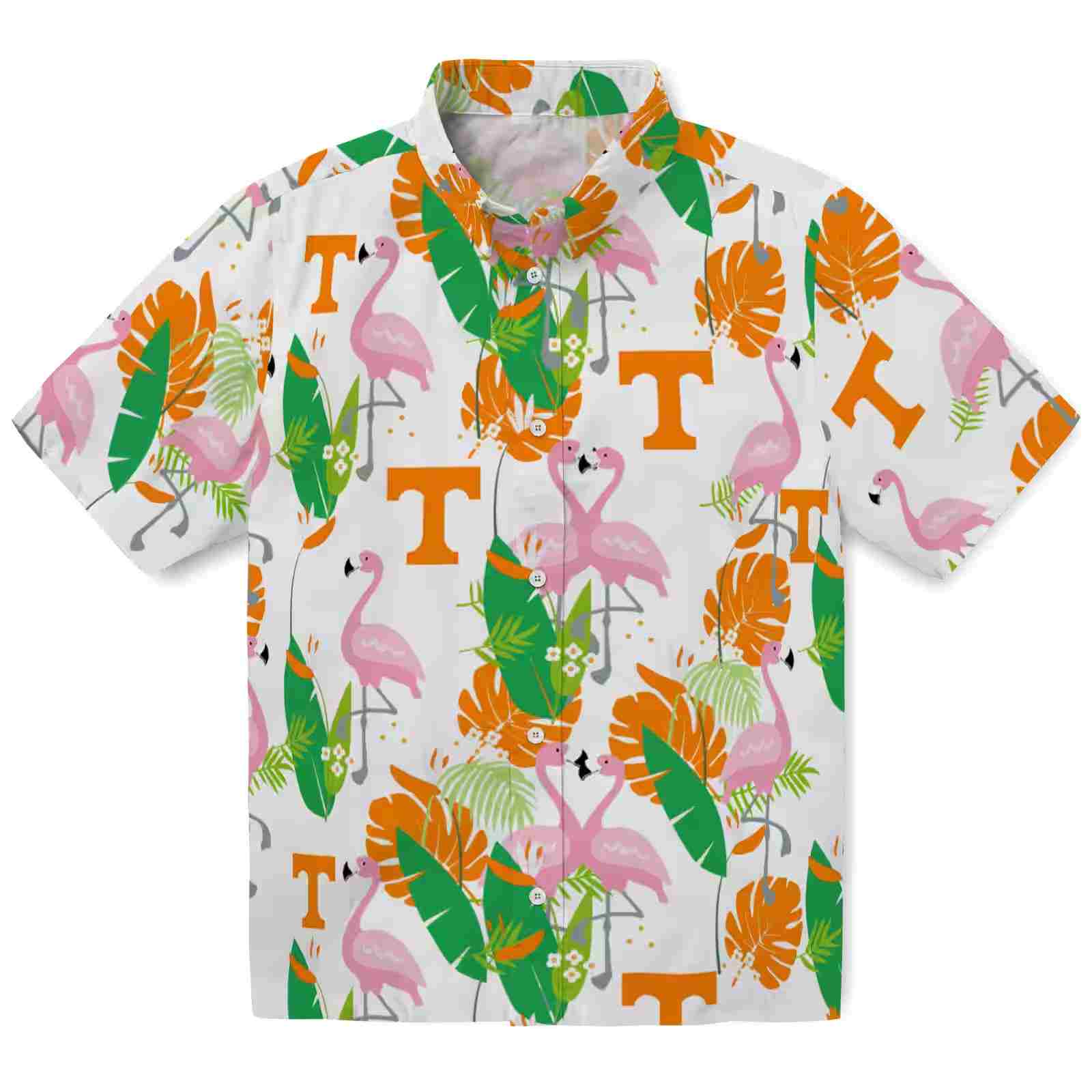 Tennessee Volunteers Flamingo Foliage Orange Green Hawaiian Shirt