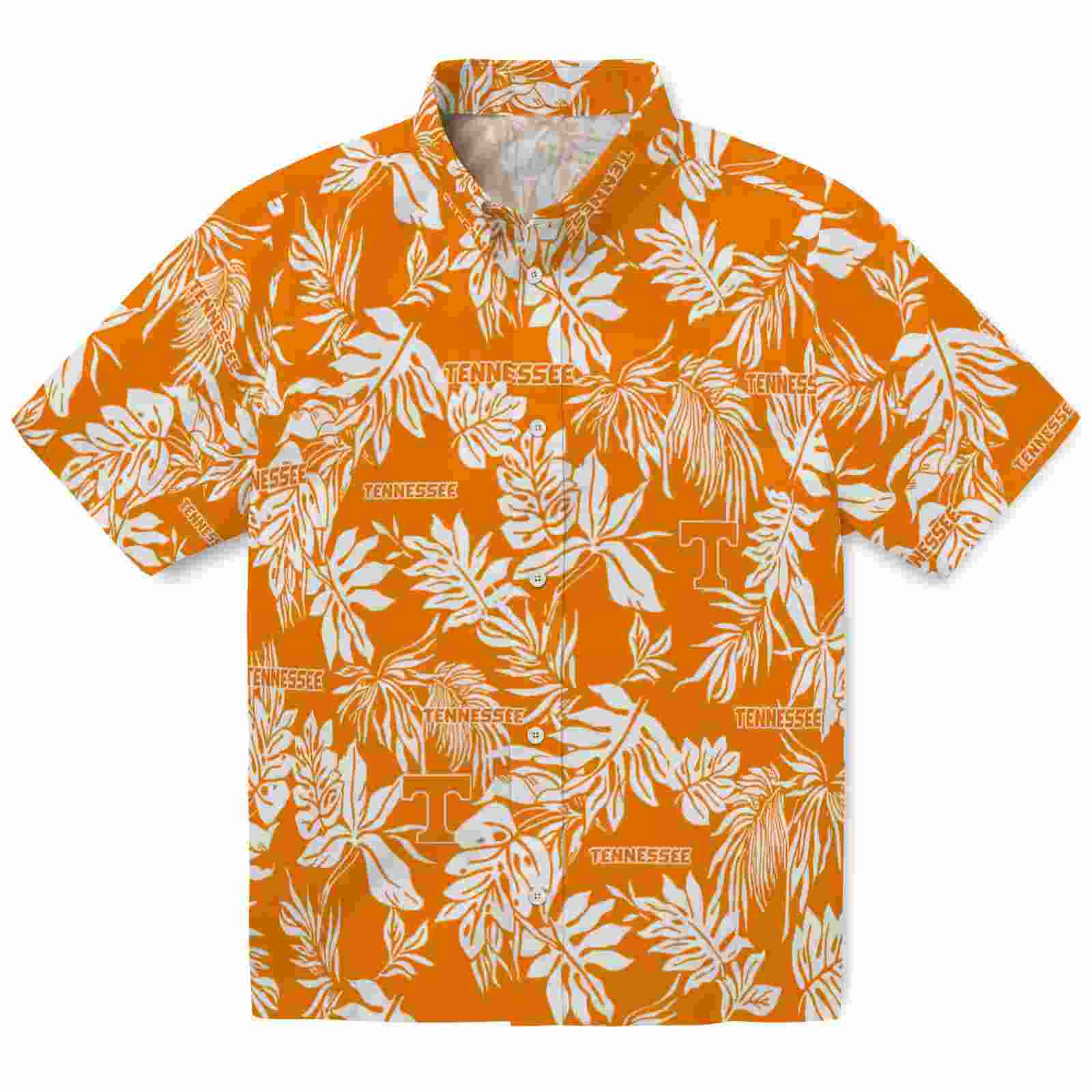 Tennessee Volunteers Tropical Leaf Orange White Hawaiian Shirt