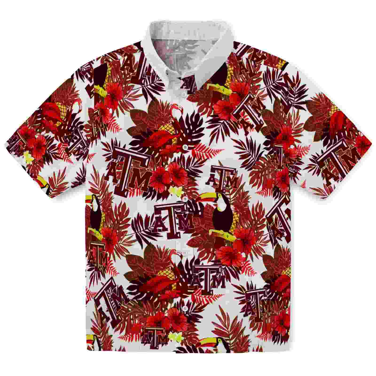 Texas A&M Aggies Floral Toucan Maroon Red Hawaiian Shirt