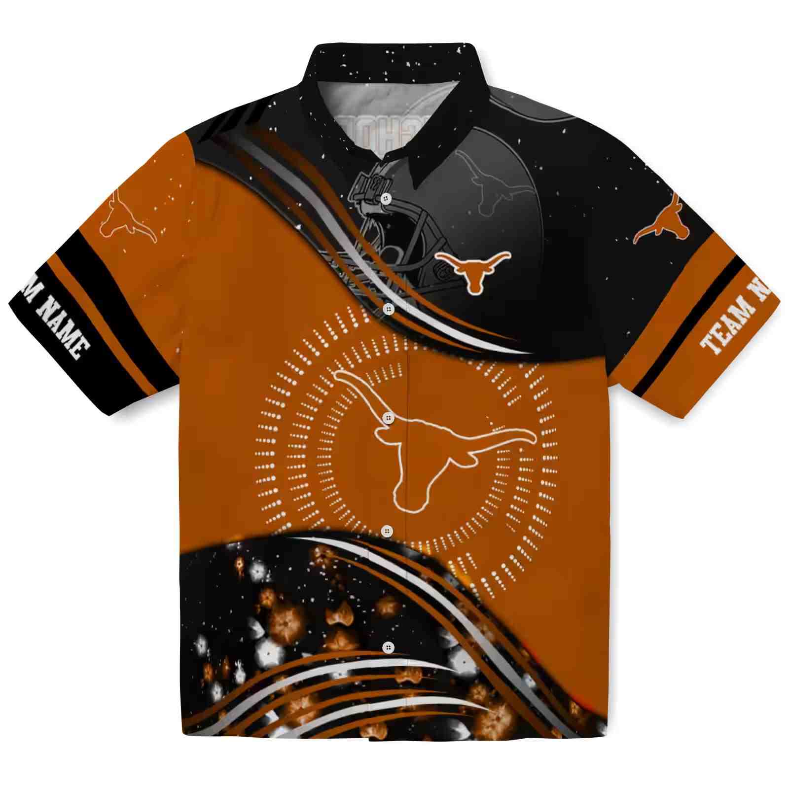 Texas Longhorns Football Wave Orange Black Hawaiian Shirt