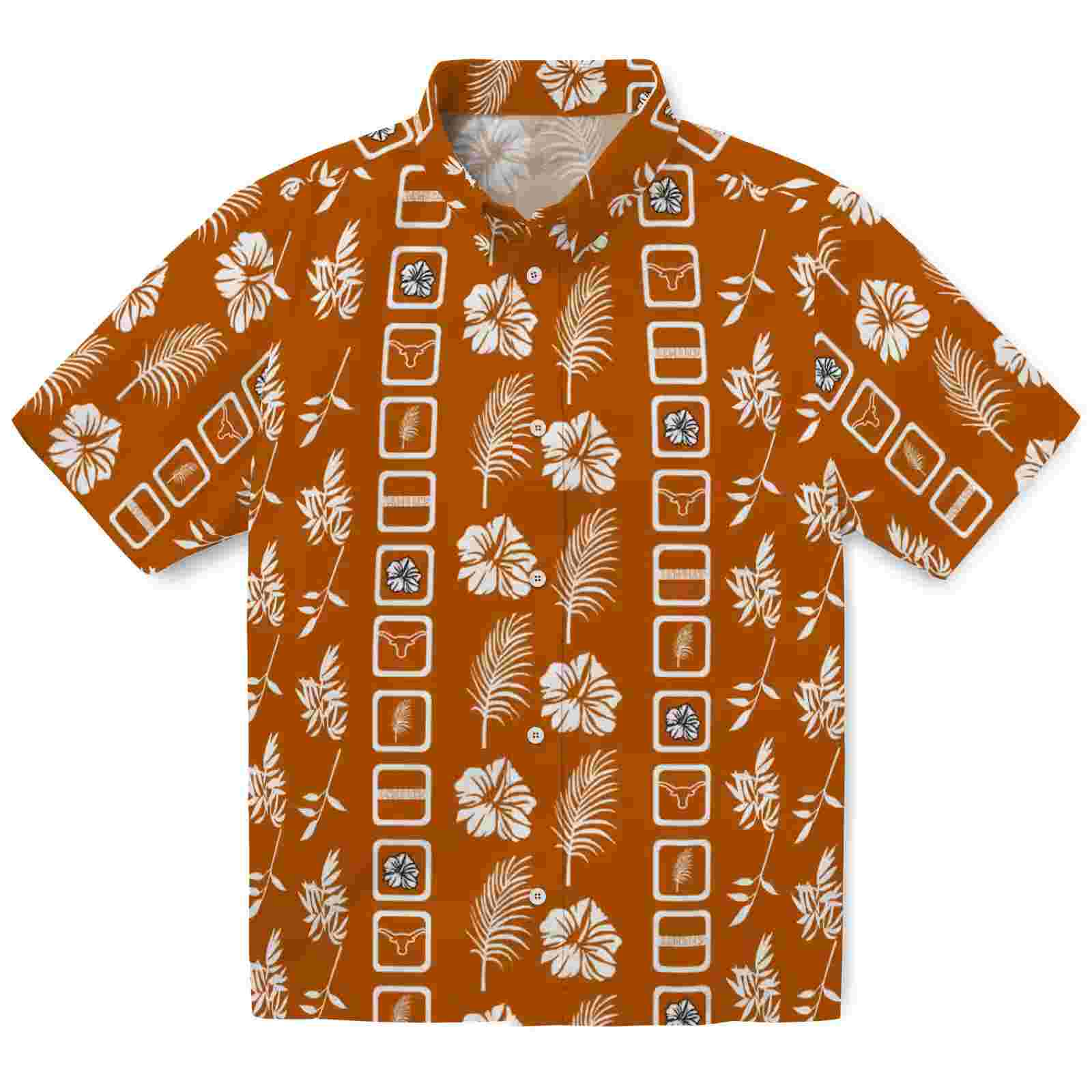 Texas Longhorns Framed Floral Orange Hawaiian Shirt