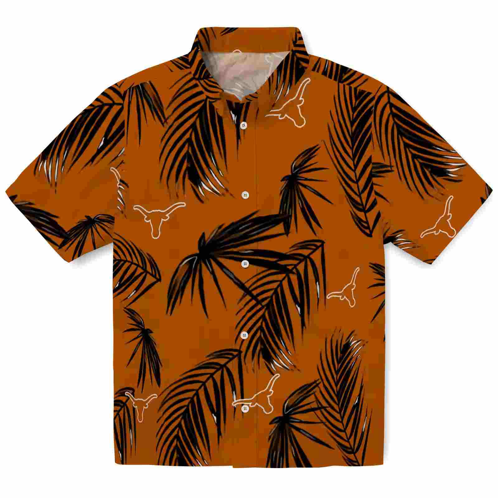 Texas Longhorns Palm Leaf Orange Hawaiian Shirt