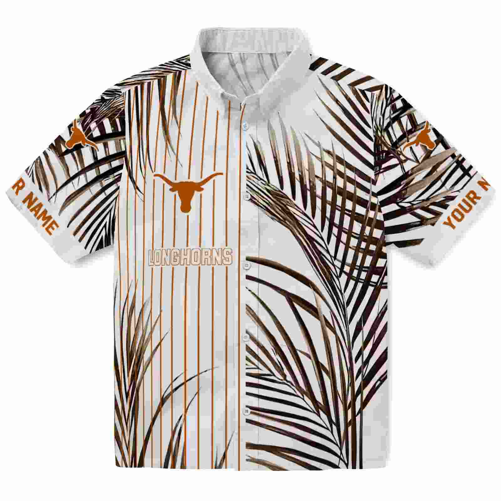 Texas Longhorns Palm Stripes Orange Black White Hawaiian Shirt