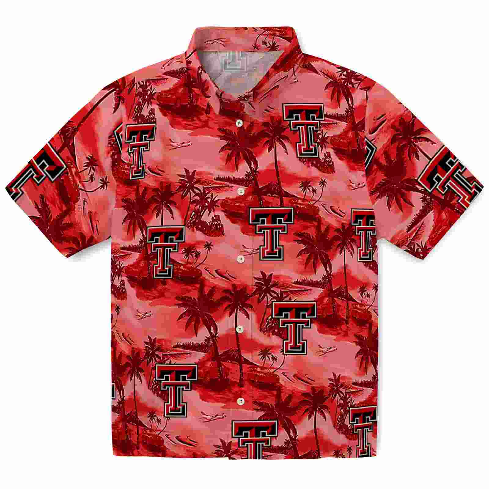 Texas Tech Red Raiders Coastal Palms Red Hawaiian Shirt