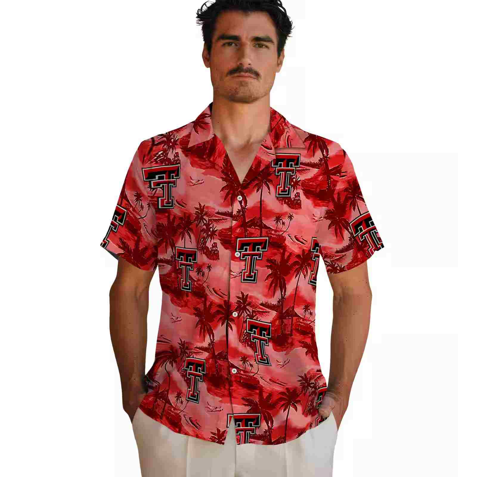 texas tech red raiders coastal palms red hawaiian shirt fashion forward