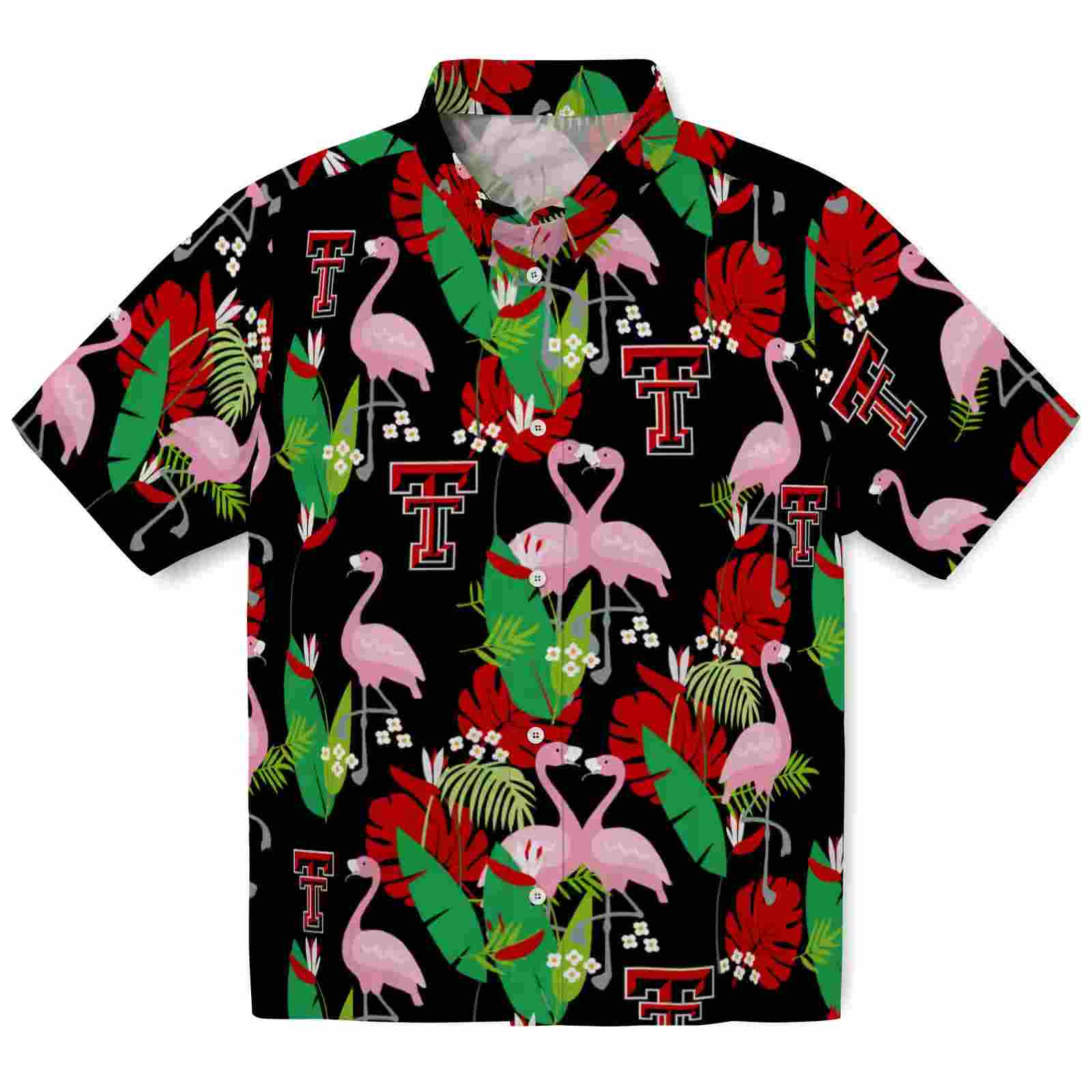 Texas Tech Red Raiders Flamingo Foliage Red Green Hawaiian Shirt