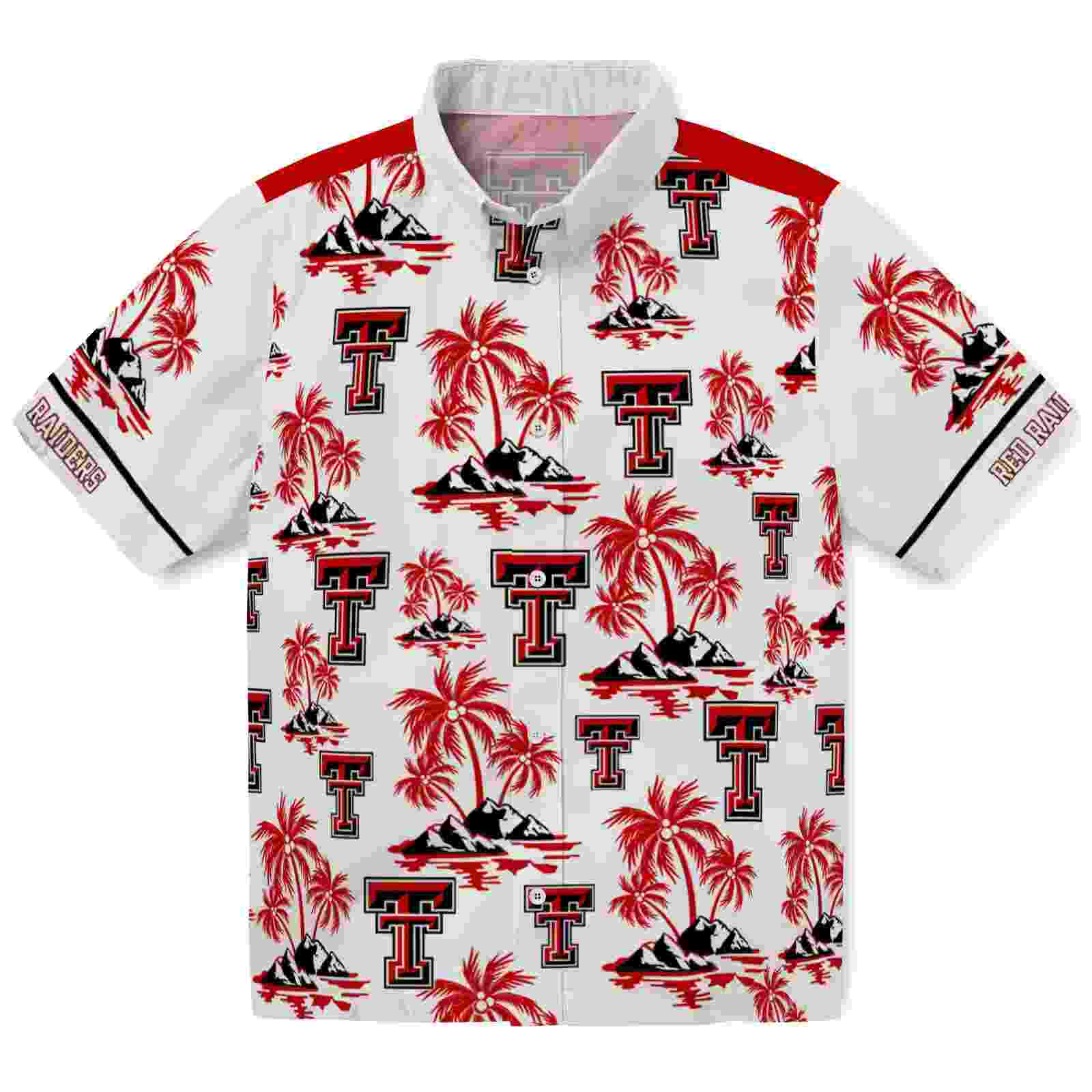 Texas Tech Red Raiders Palm Island Print Red White Hawaiian Shirt