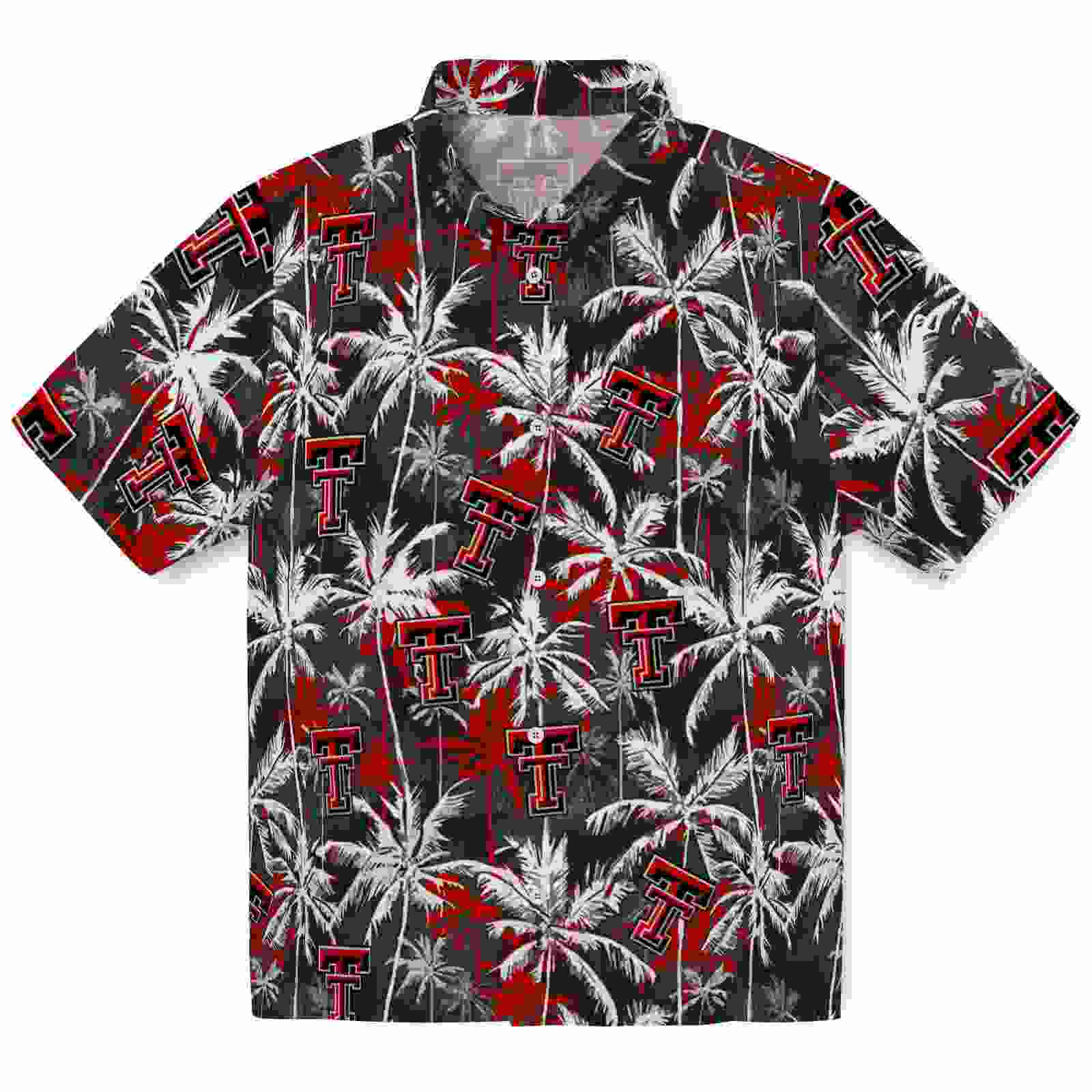 Texas Tech Red Raiders Palm Pattern Red Black Hawaiian Shirt