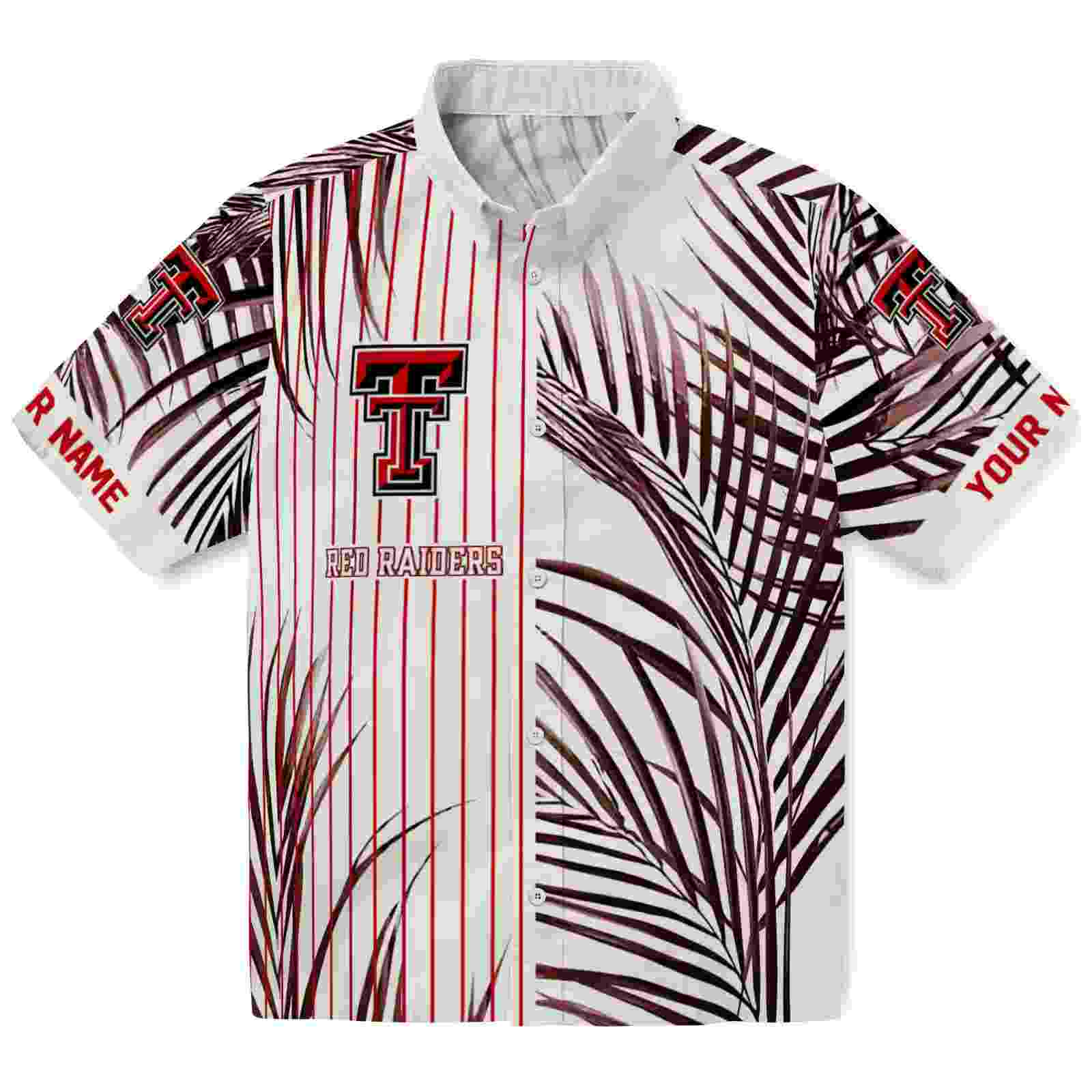 Texas Tech Red Raiders Palm Stripes Red Black White Hawaiian Shirt