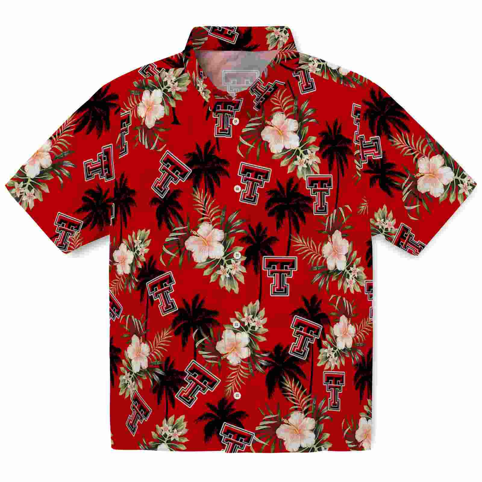 Texas Tech Red Raiders Palm Tree Flower Red Hawaiian Shirt