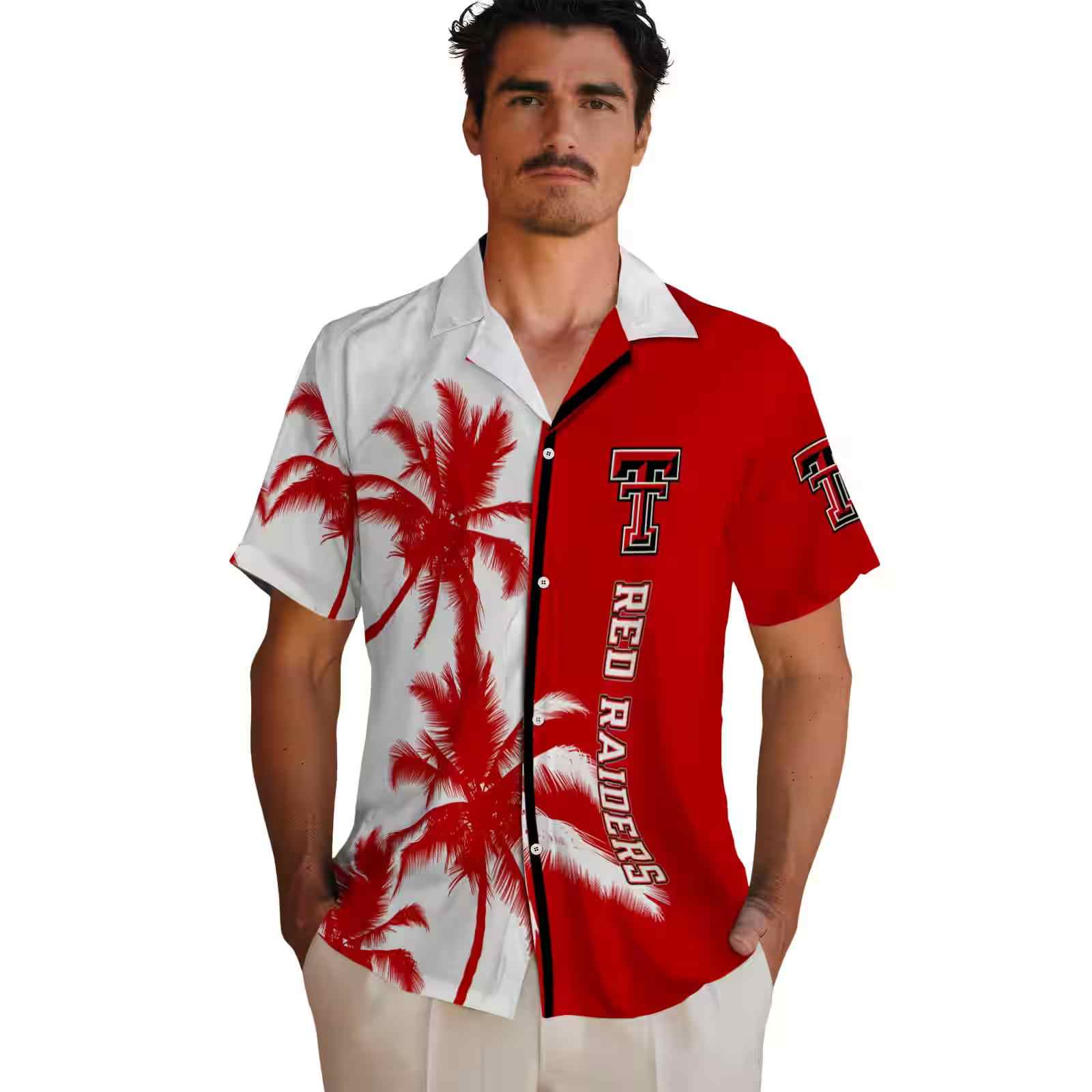 texas tech red raiders palm trees red white hawaiian shirt fashion forward