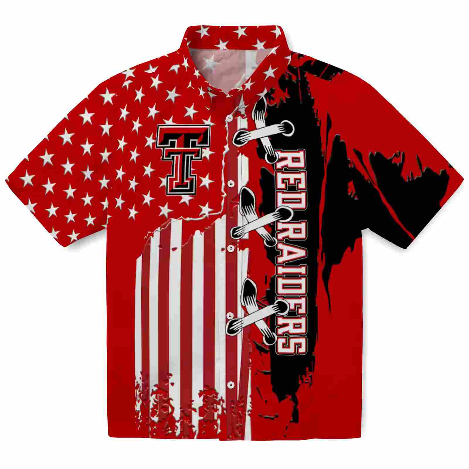 Texas Tech Red Raiders Stitched Flag Red Hawaiian Shirt