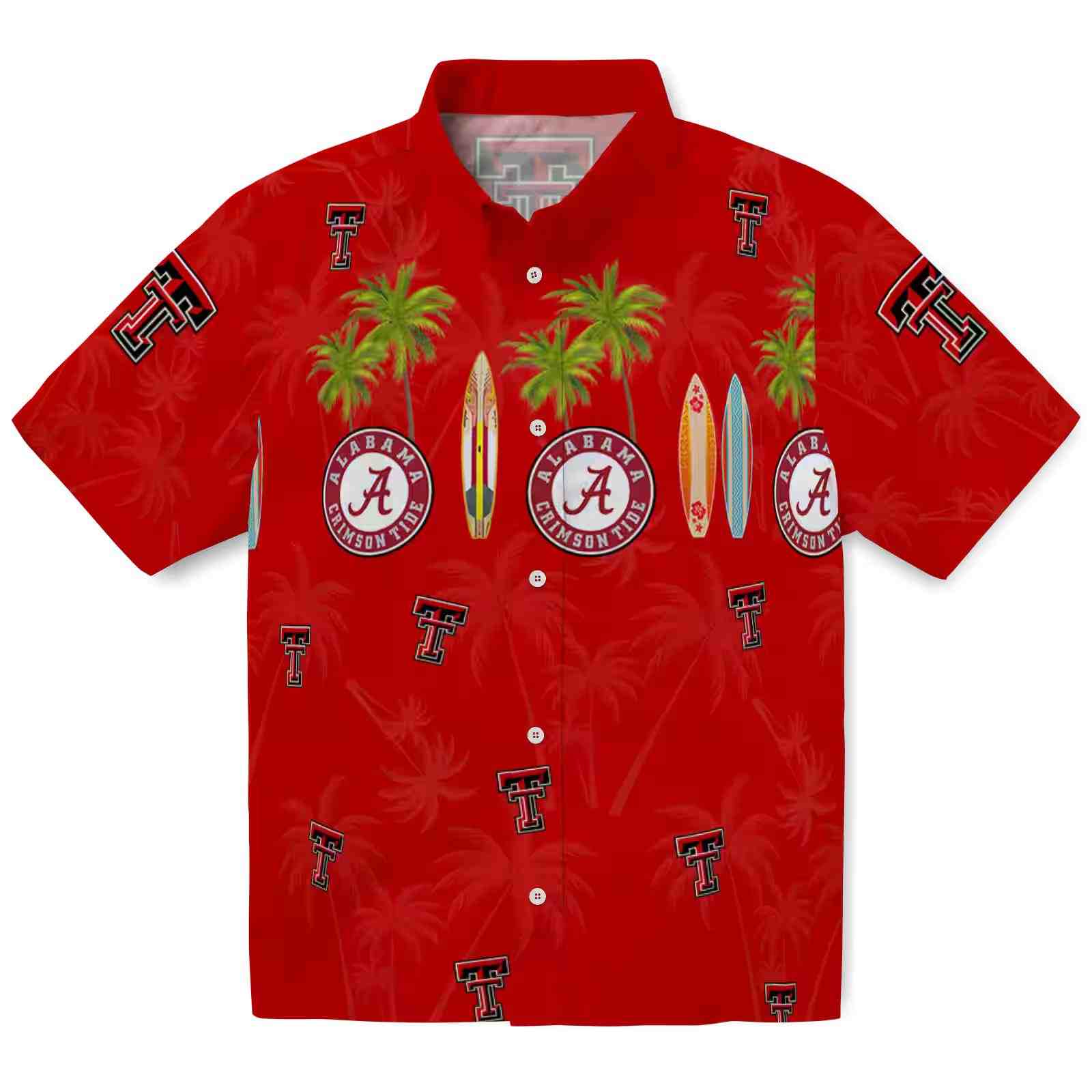 Texas Tech Red Raiders Surfboard Palm Red Hawaiian Shirt