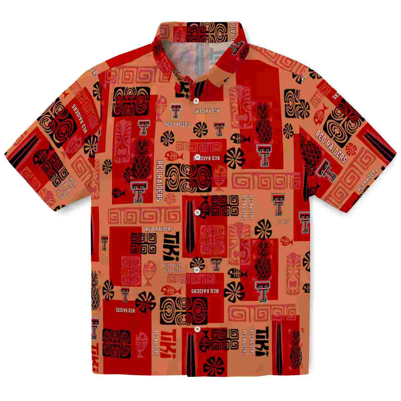 Texas Tech Red Raiders Tribal Symbols Red Hawaiian Shirt