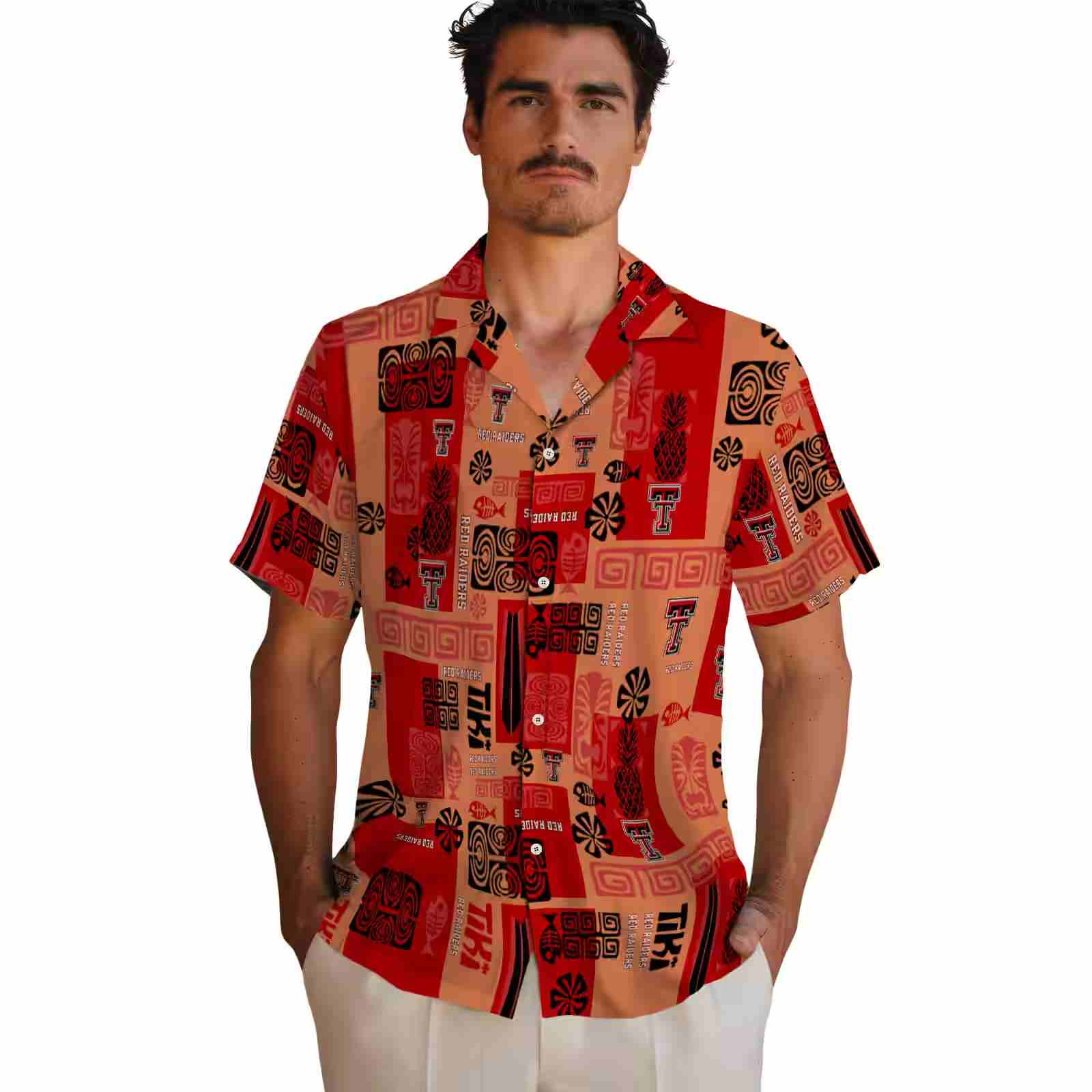 texas tech red raiders tribal symbols red hawaiian shirt fashion forward