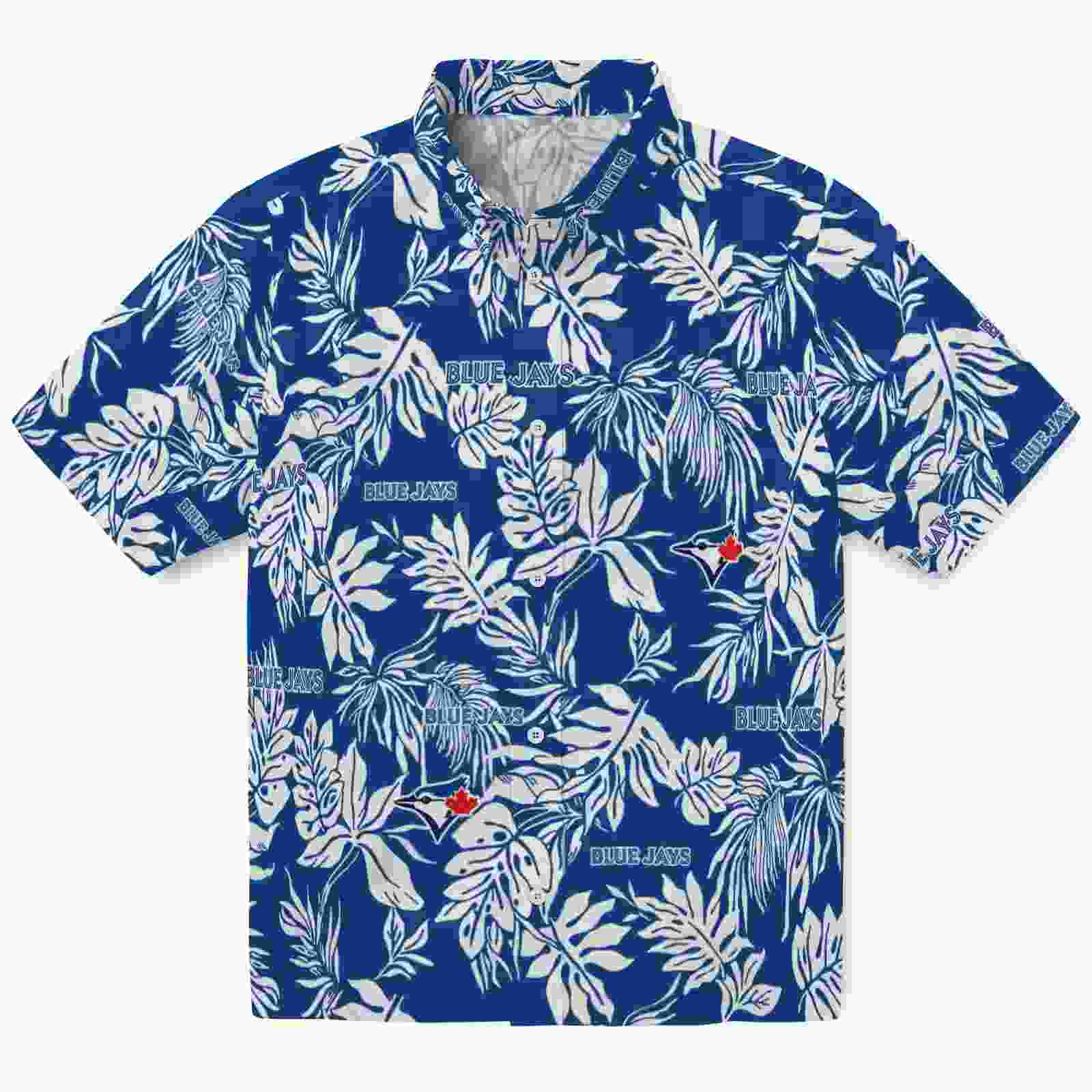 Toronto Blue Jays Tropical Leaf Blue White Hawaiian Shirt