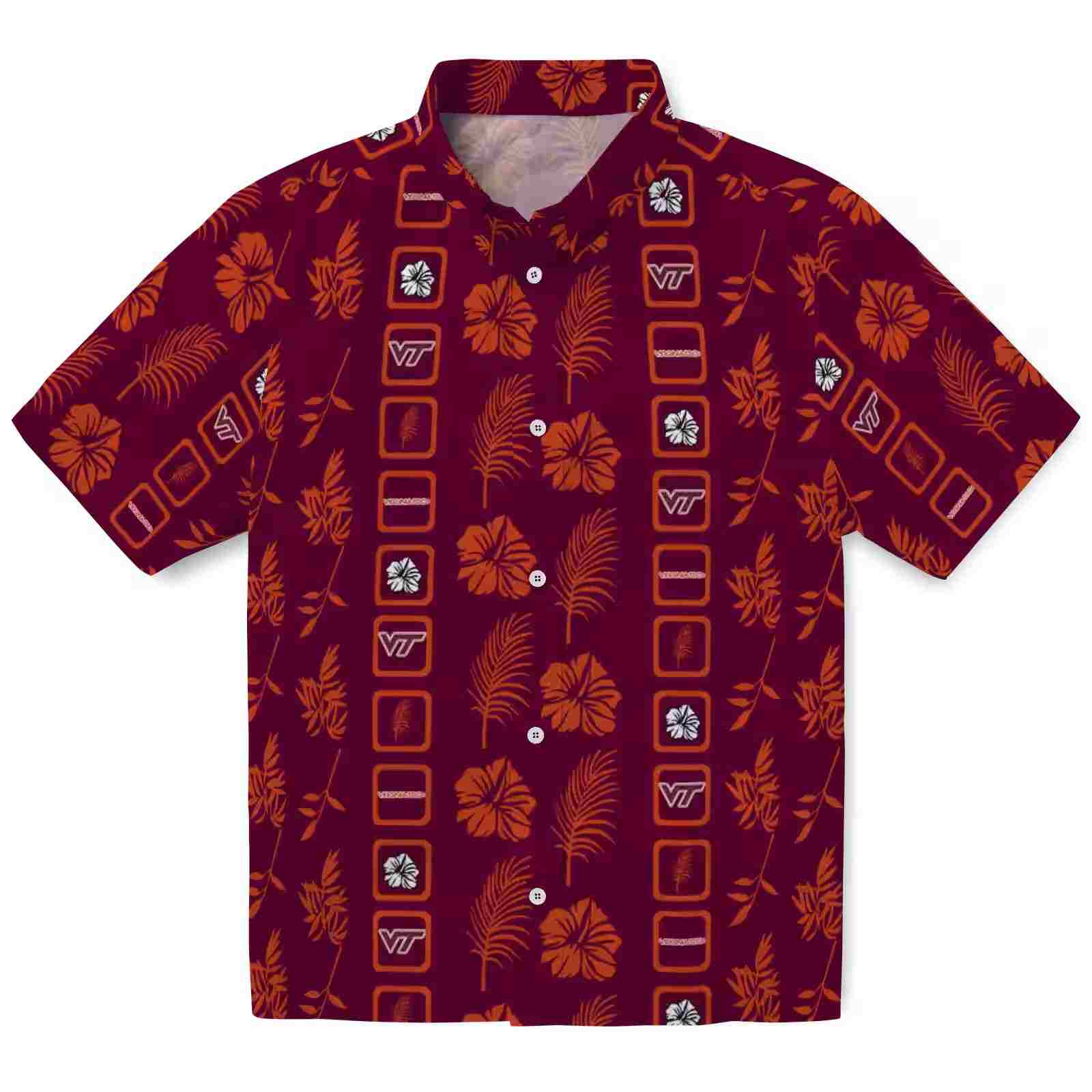 Virginia Tech Hokies Framed Floral Maroon Hawaiian Shirt