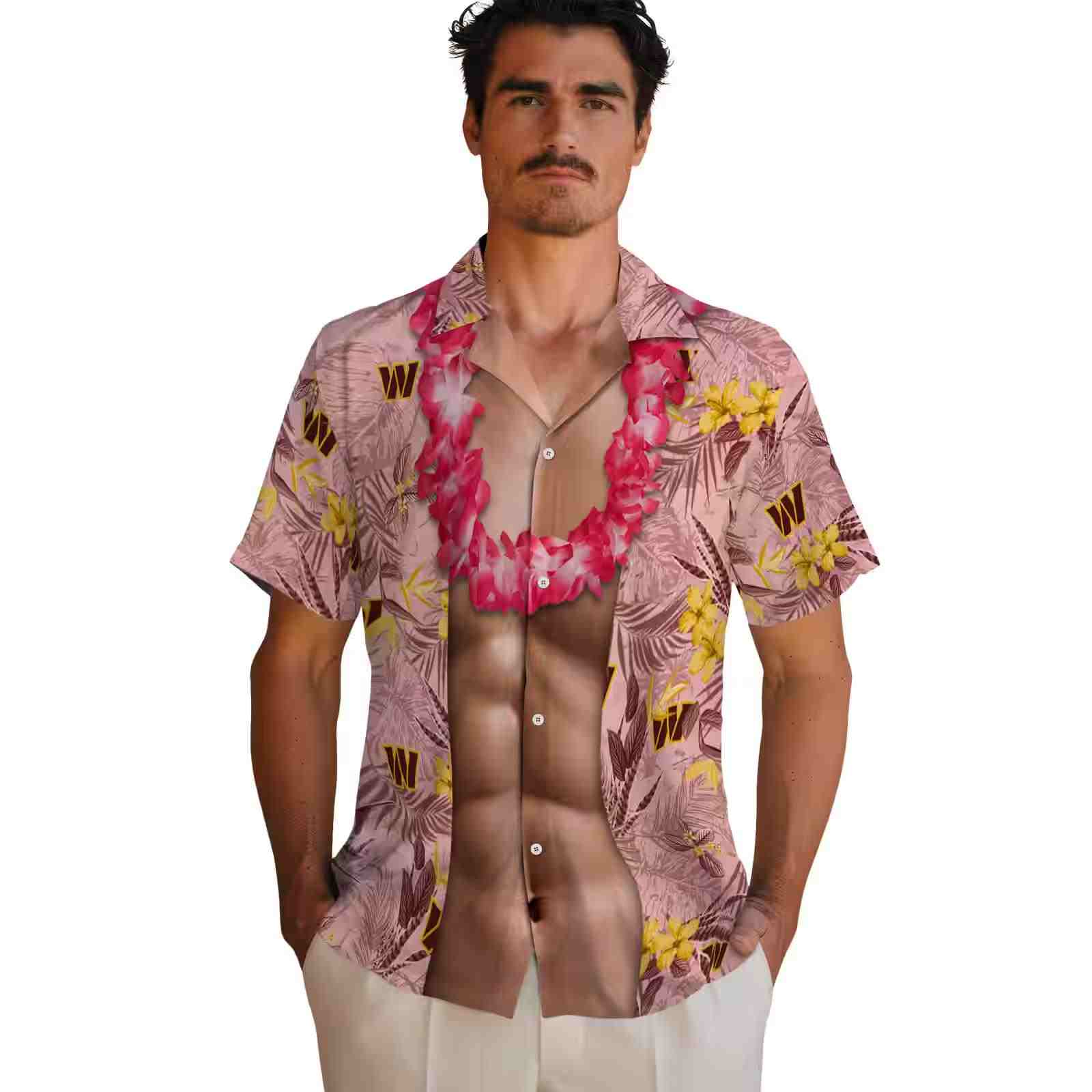 washington commanders chest illusion burgundy hawaiian shirt fashion forward