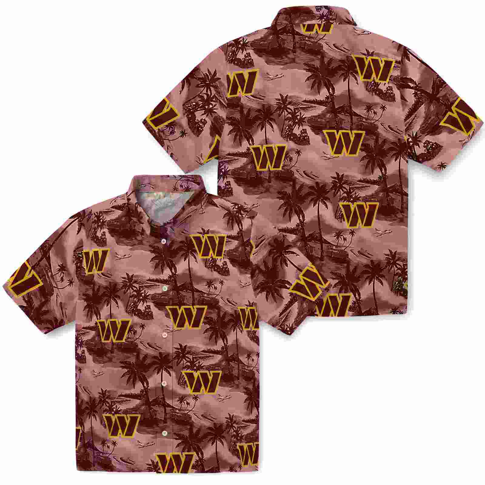 washington commanders coastal palms burgundy hawaiian shirt high quality